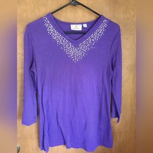🦩 3/$30 Quacker Factory Purple Rhinestone Top